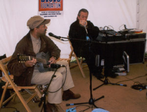 Michael with Charlie Musslewhite at Bishopstock Festival, UK 2001