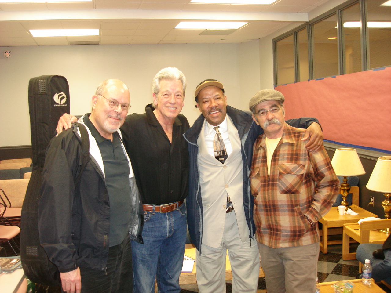 Michael with Stefan Grossman, John Hammond Jr and Roy Bookbinder at Merlefest, North Carolina 2012